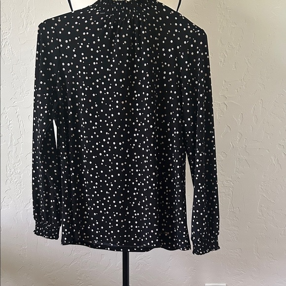 Anne Klein Black Blouse with White Dots JT - Picture 1 of 6